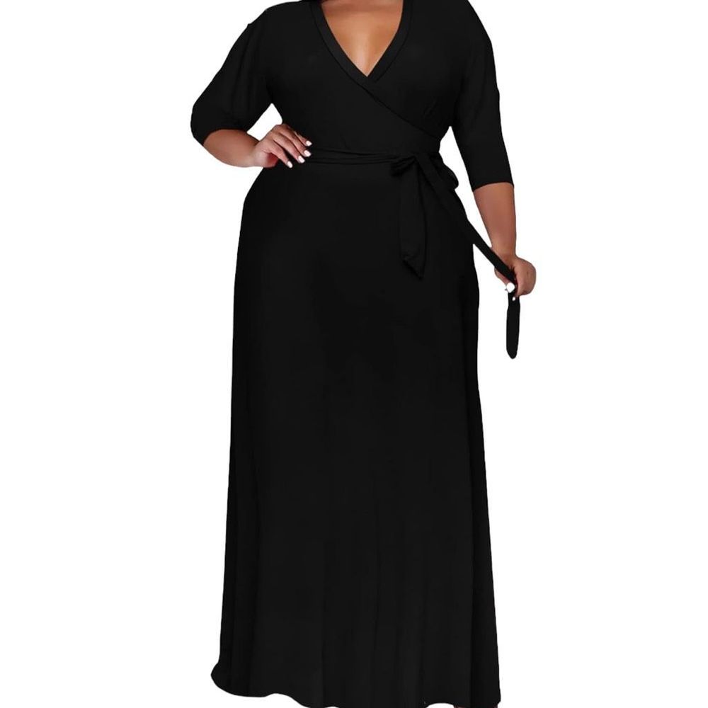 Plus Size Long Wrap Dress